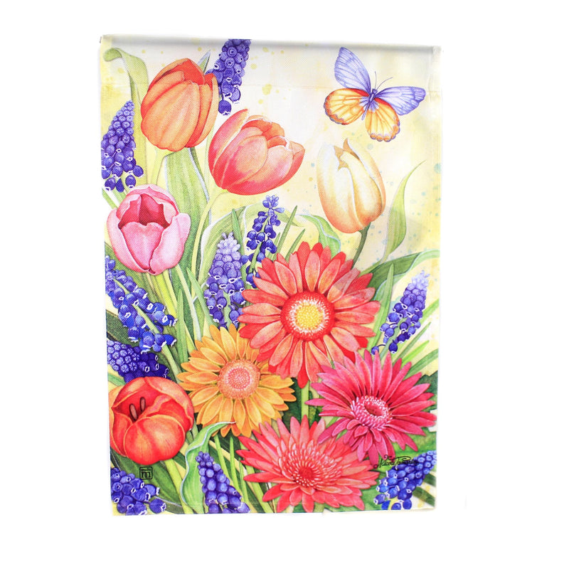 Home & Garden Spring Burst Garden Flag Fabric Tulip Butterfly Hyacinth 31665 (40150)