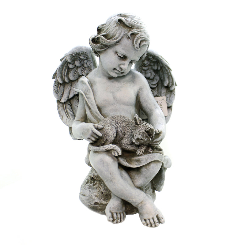 (40222) Home & Garden Cherub With Kitten, 11.75 Inch, Garden Yard Decor 60426