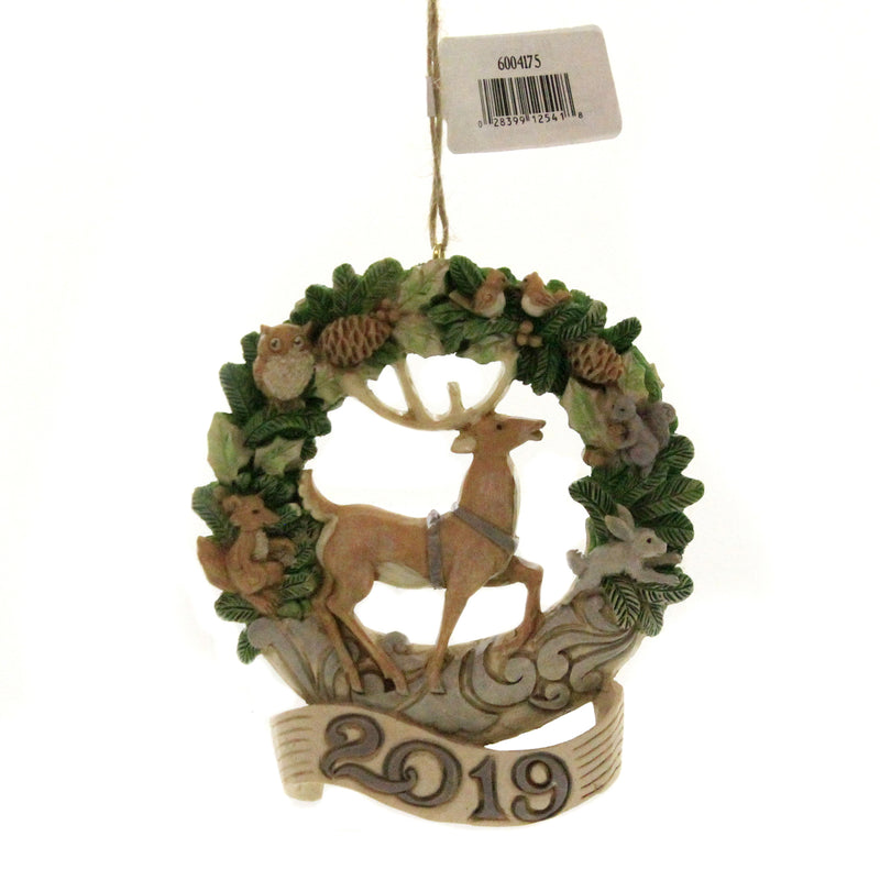 Jim Shore White Woodland Wreath 2019 Polyresin Dated Ornament 6004175 (41626)
