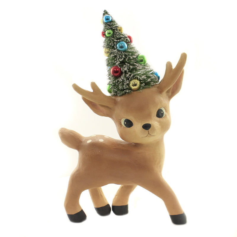 Christmas Merry & Bright Reindeer Lg Paper Maché Standing Decorated Tree Tl8755 (41912)