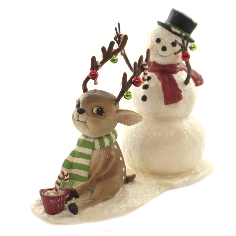 Christmas Deck The Halls Polyresin Snowman Reindeer Candy Canes Td8545 (41930)