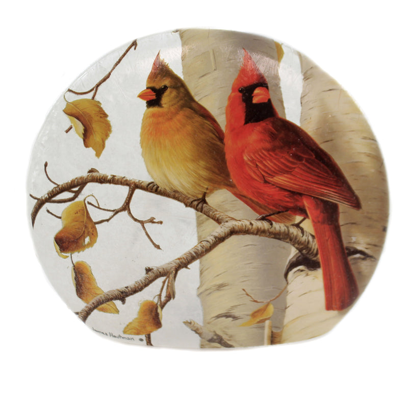 Stony Creek Fall Cardinal Round Prelit Vase Glass Hames Hautman Hbb9242 (42009)
