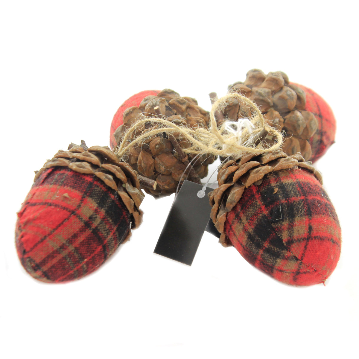(42447) Red Plaid Acorn W/Pincone Top