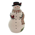 Tabletop Watercolor Snowman Cookie Jar Christmas Red Bird Cardinal 41832Rm (42724)