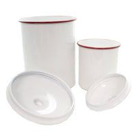 Christmas Red &  White Tree Enamel Canister Set - - SBKGifts.com