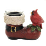 Christmas Boot Votive Holder W/ Cardinal Polyresin Red Bird Holly 53919A (43189)