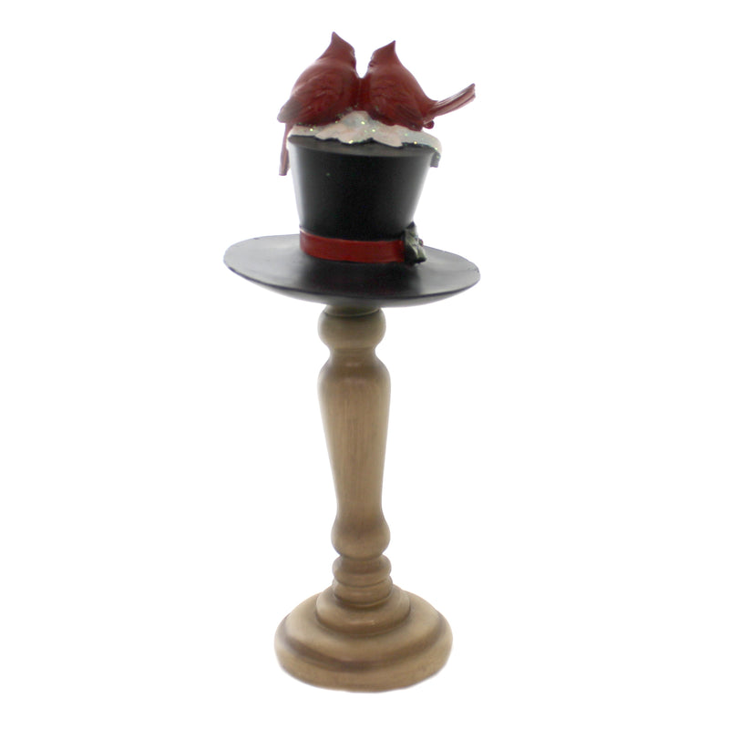 Christmas Top Hat W/Cardinal Pedestal Lg - - SBKGifts.com