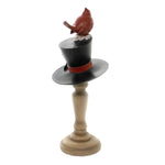 Christmas Top Hat W/Cardinal Pedestal Sm - - SBKGifts.com