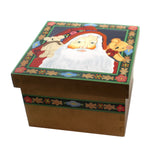 Christmas Santa W/ Teddy Bears Lidded Box Wood Storage Claus 87657 (43410)
