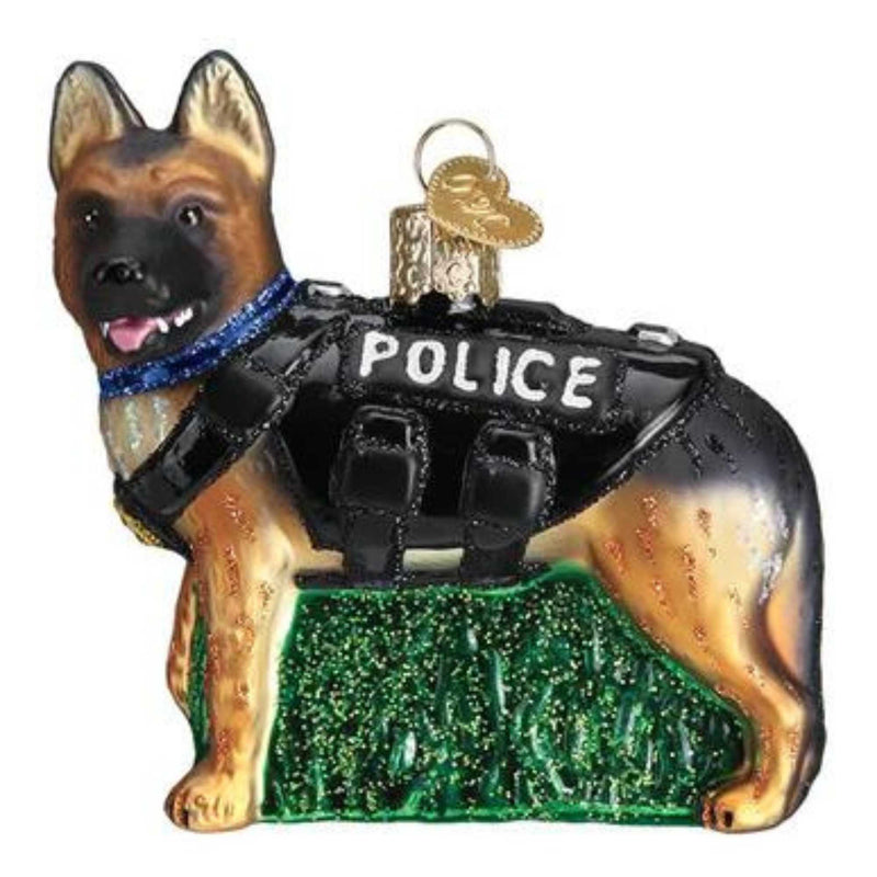 Old World Christmas K-9 Dog Glass Ornament Police Force 12546 (43717)