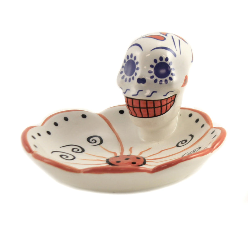 Tabletop Day Of The Dead Orange Dish Ceramic Celebration Mexican Holiday 10756. (46417)