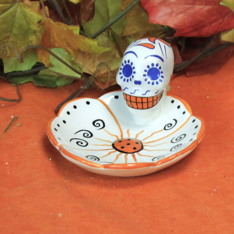 Tabletop Day Of The Dead Orange Dish - - SBKGifts.com