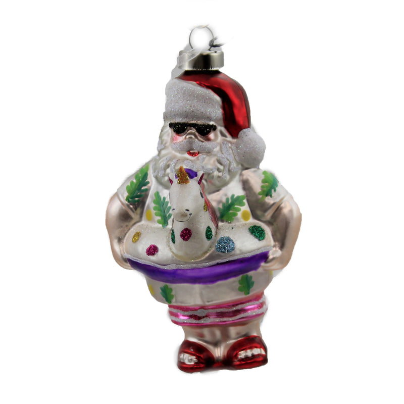 Holiday Ornament Off Season Santa Glass Ornament Unicorn Summer Float 83984 (47355)