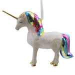 Holiday Ornament White Glittered Rainbow Unicorn Ornament Mythical Lgbtq 83980 (47357)