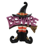 Halloween Witch Beware Polyresin Broom Boots Hat 8Star370 (51785)