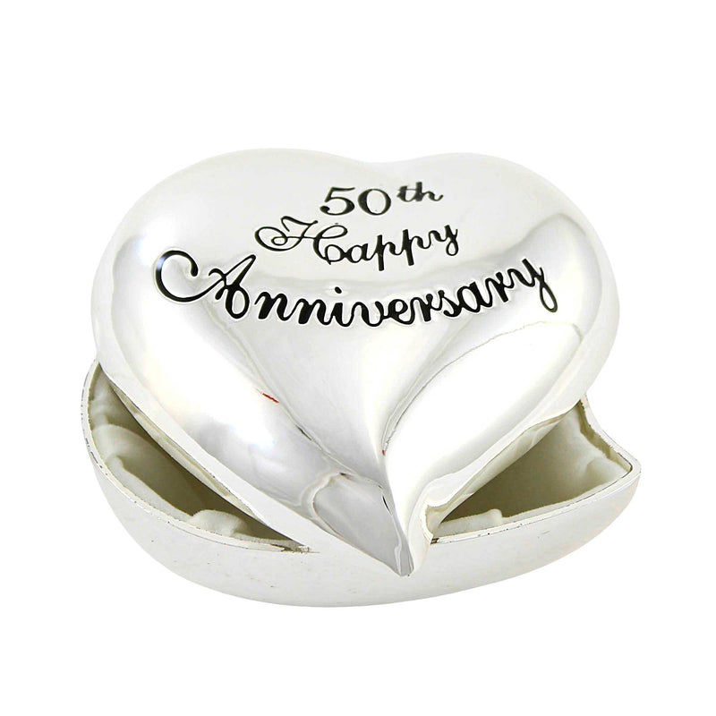 Wedding 50Th Heart Keepsake Box Metal Silver Happy Anniversary 19668 (53639)