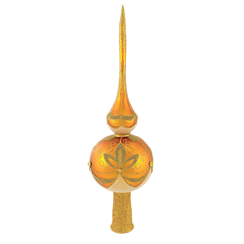 Gold Gemstone Tree Topper - 1 Glass Tree Topper 12 Inch, Glass - Finial Christmas Glittered .1275900 (53676)