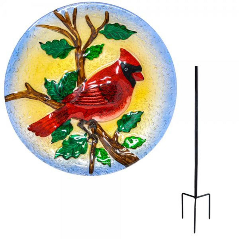 Home & Garden Majestic Cardinal Birdbath Glass Staked Se5024 (55647)