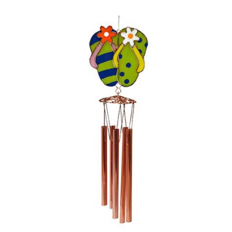 Flip Flop Wind Chime - One Wind Chime 20 Inch, Glass - Hand Crafted Flower Yard Decor Ge285 (55878)