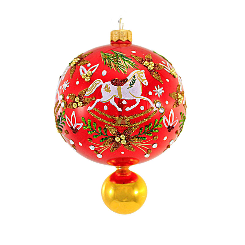 Rocking Dreamer - 1 Glass Ornament 5.5 Inch, Glass - Ball Drop Ornament Horse S108 (56340)