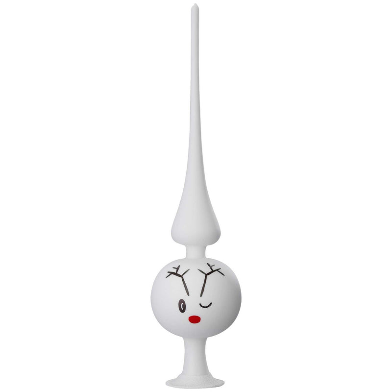Tree Topper Finial Rudi Reindeer Tree Topper White Matte Nose Red 21395T032 (56375)