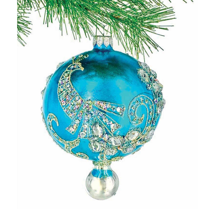 Harmonie - One Glass Ornament 5 Inch, Glass - Ball Ornament Peacock Gem 1161. (56625)