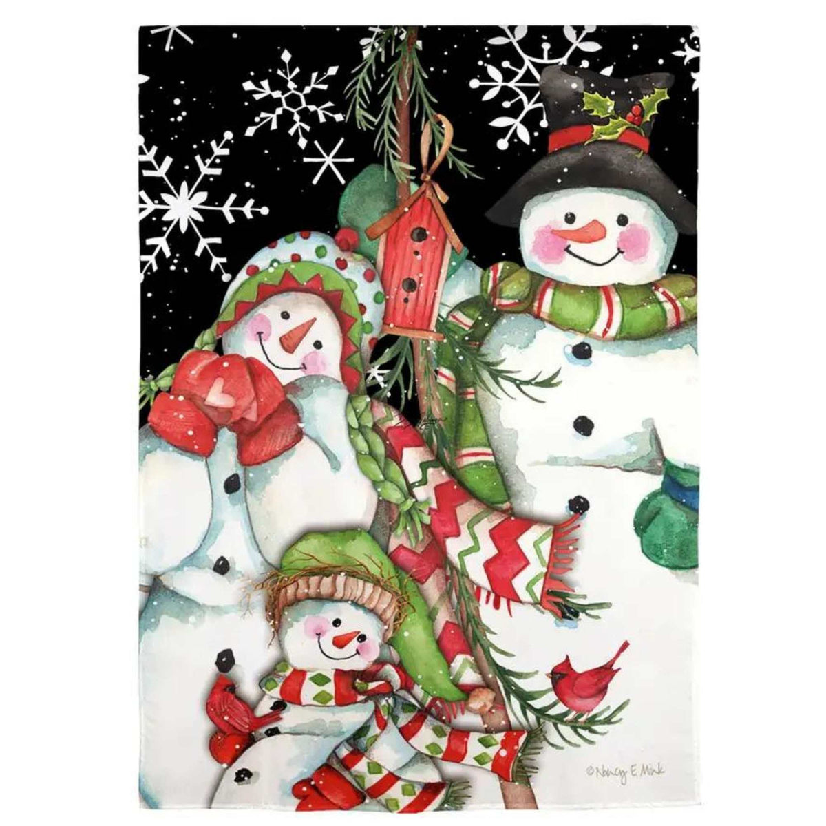 (57392) Snow Family Suede Garden Flag