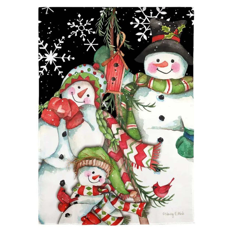 Home & Garden Snow Family Suede Garden Flag Winter Christmas Snowman 14S10052 (57392)
