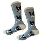 Boston Terrier Socks . - One Pair Of Socks 14.0 Inch, Cotton - Unisex  Soft Premium 80076Blue (57651)