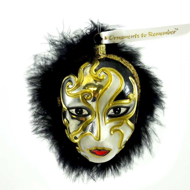 Ornaments To Remember Person Mask Blown Glass Mime Mardi Gras Phantom 19C2clo100 (5802)