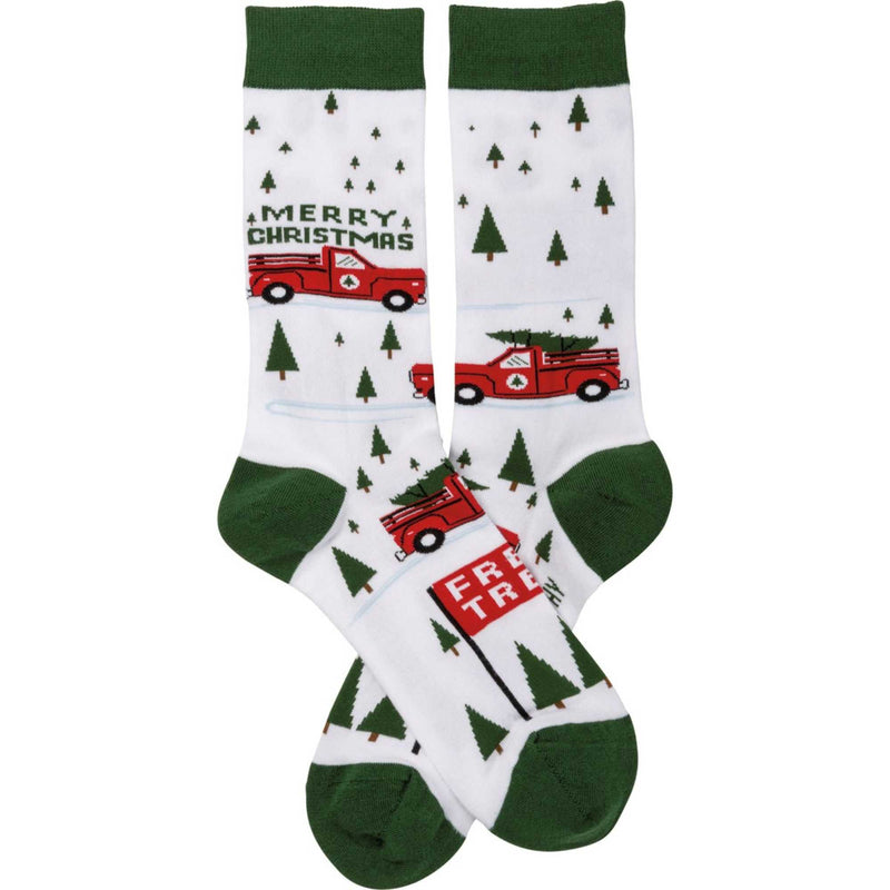 Novelty Socks Red Truck & Tree Socks - - SBKGifts.com